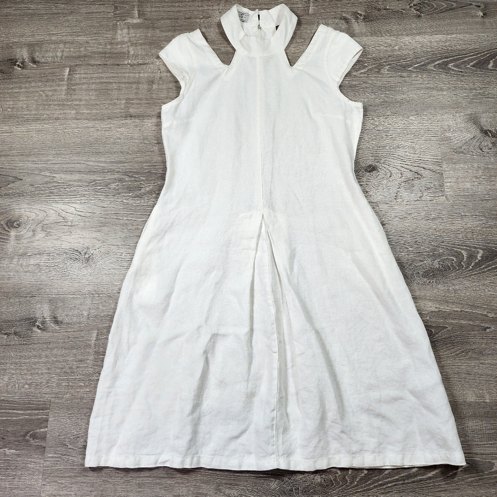 HARIS COTTON Linen Made In Greece White Dress Large